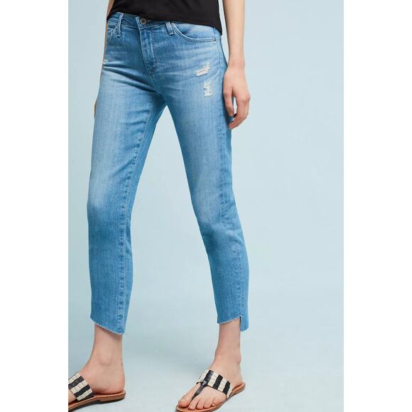 AG The Stevie Mid-Rise Skinny Cropped Jeans Distressed Ankle Length - Size 27 - Picture 2 of 9